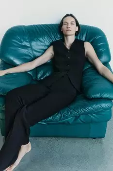 Жилет на пуговицах ZARA, черный