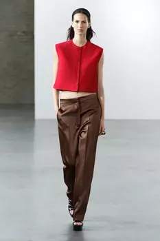 Жилет на пуговицах ZARA, ярко-красный