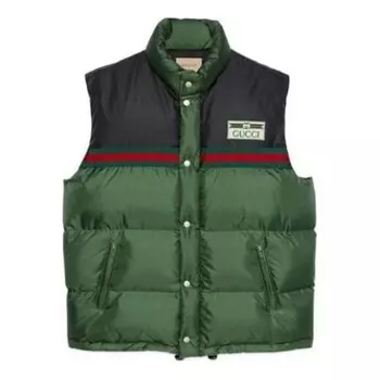 Жилет nylon silk-satin padded down vest 'green' Gucci, зеленый