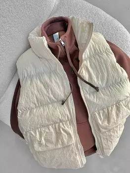 Жилет Oversize с высоким воротником бежевый ablukaonline