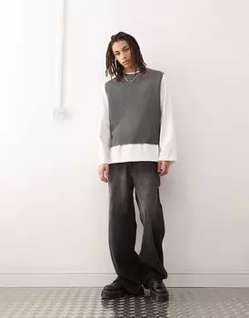 Жилет оверсайз COLLUSION трикотажный серый