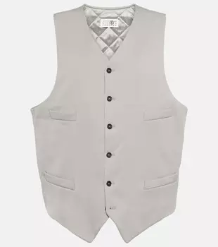 Жилет оверсайз из смесовой шерсти Mm6 Maison Margiela, нейтральный