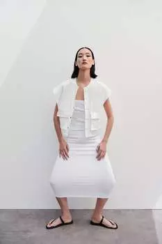 Жилет оверсайз с карманами Zara, белый