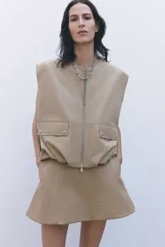 Жилет оверсайз ZARA, бежевый