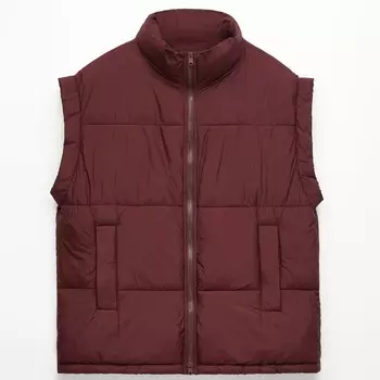 Жилет Oysho Oversize Primaloft Water-Repellent Padded, темно-бордовый