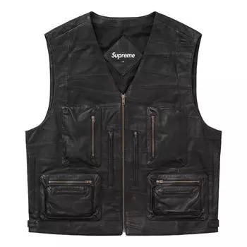 Жилет patchwork leather cargo vest 'black' Supreme, черный