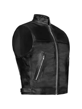 Жилет PAULGOS Lederweste Biker Kutte Echtleder BW8, черный