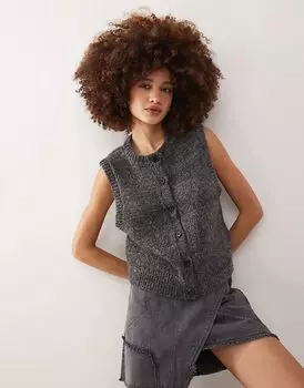 Жилет Peggy на пуговицах в темно-сером меланжевом цвете Weekday