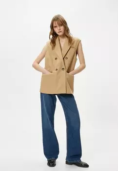 Жилет POCKET DETAIL BUTTONED DOUBLE BREASTED Koton, коричневый