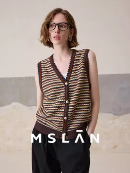 Жилет полосатый MSlan, коричневый