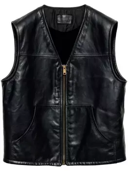 Жилет Prada из натуральной кожи с подкладкой из овчины, черный