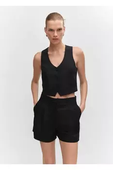 Жилет приталенного кроя на пуговицах Mango, черный