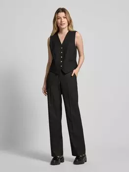 Жилет прямого кроя с содержанием вискозы и V-образным вырезом Jake*s Collection, черный