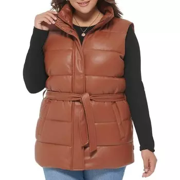 Жилет-пуховик Levi's больших размеров из искусственной кожи, цвет Camel