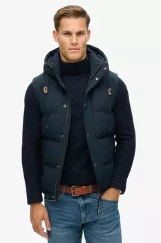 Жилет пуховик с капюшоном Everest Superdry, синий