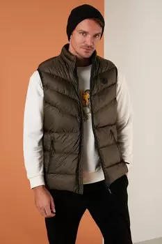 Жилет-пуховик Slim Fit с воротником-стойкой и карманами 6274850 Buratti, хаки