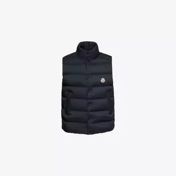 Жилет пуховый Moncler Tibb с брендовым значком, синий