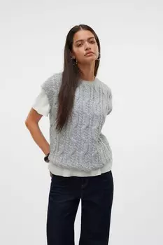 Жилет пуловер с круглым вырезом Vero Moda, серый