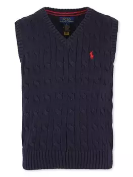 Жилет Ralph Lauren Kids с косичной вязкой, синий