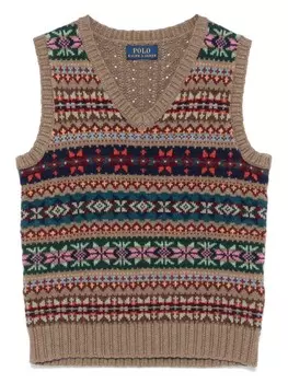 Жилет Ralph Lauren Kids в технике фэр-айл, коричневый