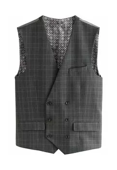Жилет REGULAR FIT - CHECK - Suit waistcoat Next, серый