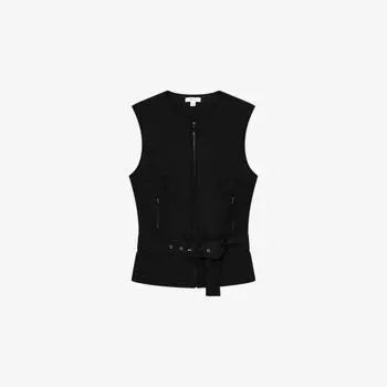 Жилет Reiss Мио на молнии с поясом, черный
