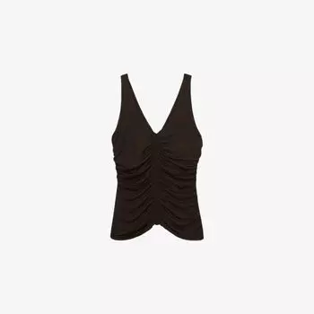 Жилет Reiss с рюшами из стрейч-джерси, коричневый