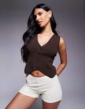 Жилет River Island с кружевной спинкой коричневого цвета