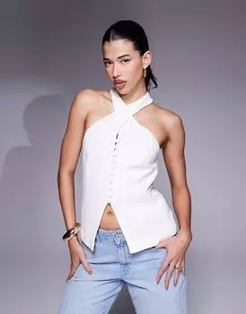 Жилет River Island с воротником-халтер белого цвета