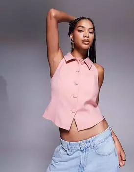 Жилет River Island с высоким воротом светло-розового цвета