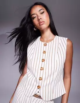 Жилет River Island с высоким воротом в белую полоску
