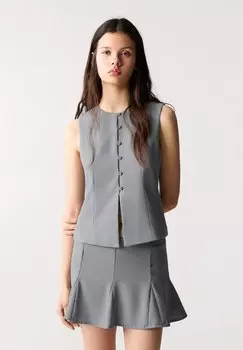 Жилет ROUND NECK PULL&BEAR, серый