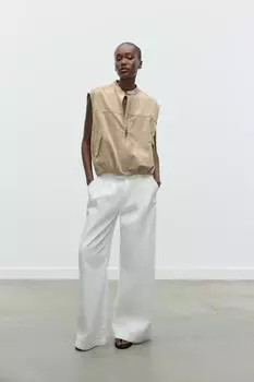 Жилет с эффектом замши ZARA, кэмел