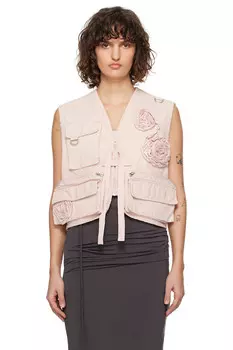 Жилет с аппликацией и карманами Open Yy, розовый