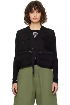 Жилет с аппликацией и карманами Open Yy, черный