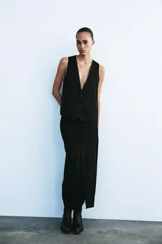 Жилет с атласной спиной ZARA, черный