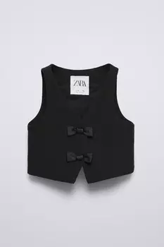 Жилет с бантами ZARA, черный