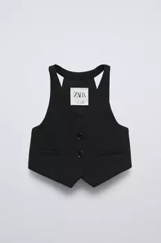 Жилет с бантом ZARA, черный