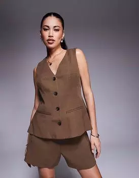Жилет с баской ASOS DESIGN шоколадного цвета