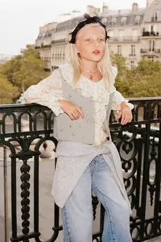 Жилет с бисером ZARA, сероватый