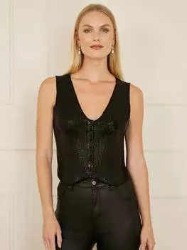 Жилет с блестками Yumi, черный