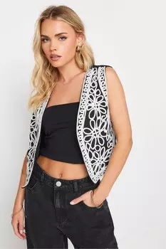 Жилет с цветочной вышивкой Pixiegirl Petite, черный