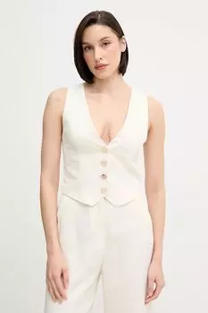 Жилет с добавлением льна Gaudi, бежевый