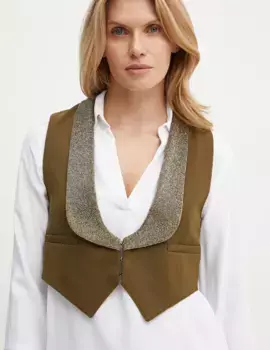 Жилет с добавлением шерсти Weekend Max Mara, зеленый