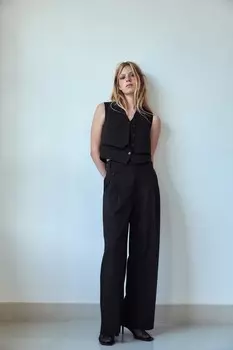 Жилет с двумя хлядками ZARA, черный