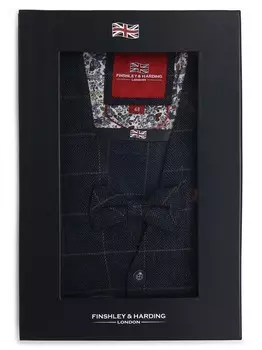 Жилет с галстуком-бабочкой и нагрудным платком Finshley & Harding London, синий