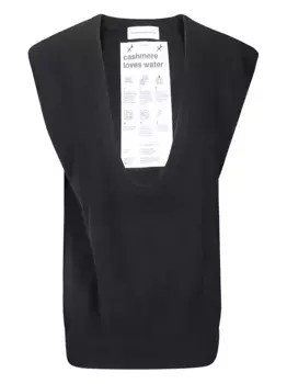 Жилет с глубоким вырезом в рубчик extreme cashmere, черный
