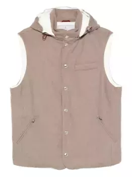 Жилет с капюшоном Brunello Cucinelli, коричневый