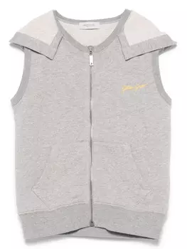 Жилет с капюшоном и нашивкой-логотипом Golden Goose Kids, серый