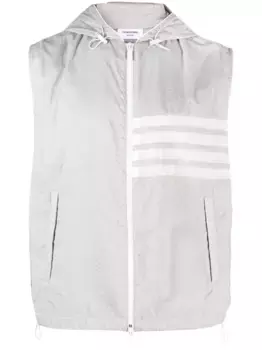 Жилет с капюшоном и полосками 4-Bar THOM BROWNE, серый